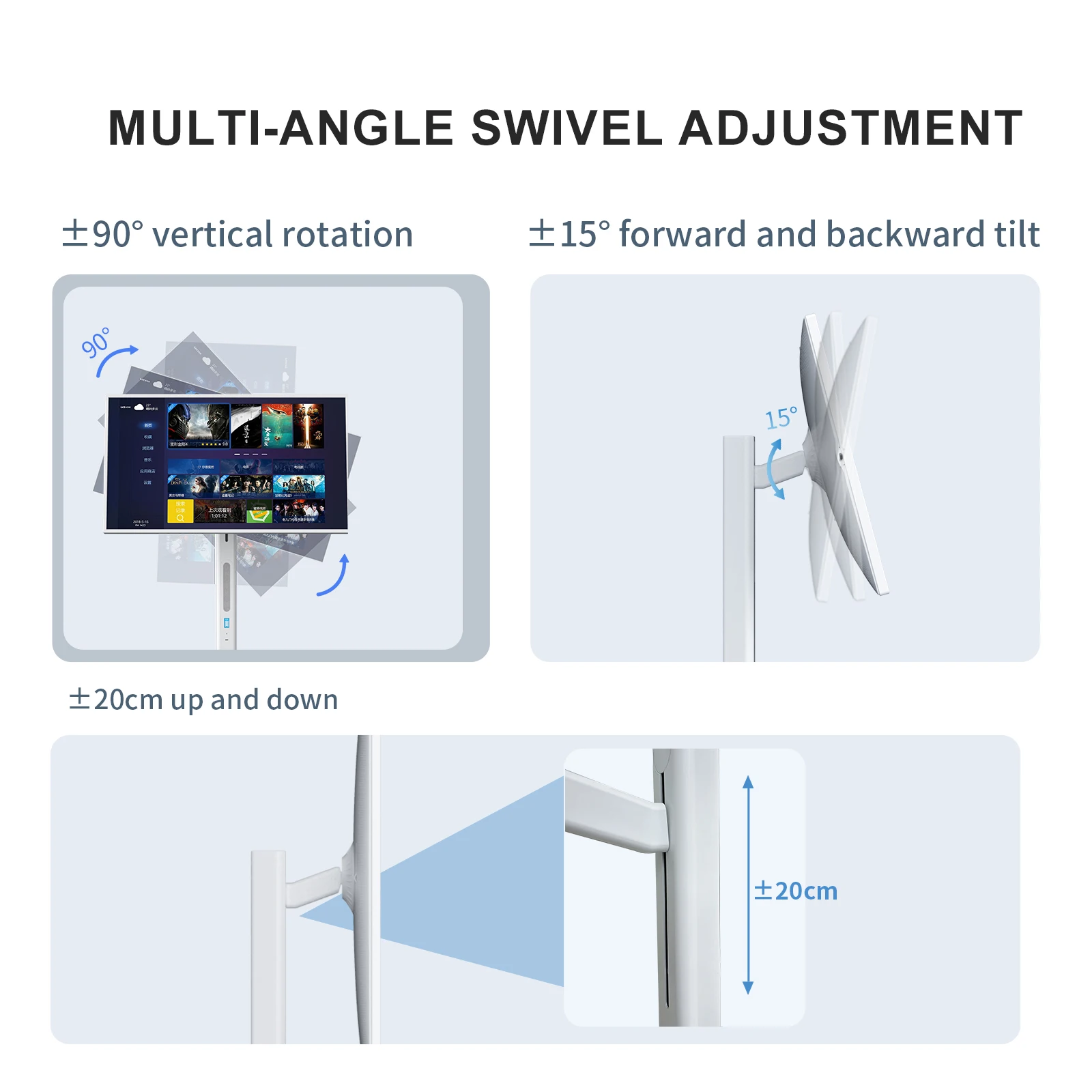 21.5/24/27/32 Inch Tablet Tv Smart Touch Screen Android OS 6gb+128gb Storage 360 Rotating Tv Stand for Indoor Use Portable Tv