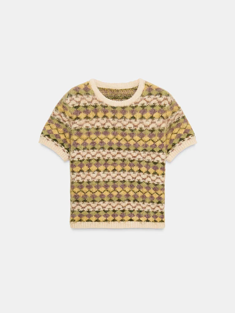 الحلو محبوك سترة جولة Ne ort Sve اللون Blo تأثير التطريز شتاء جديد وصول المرأة Faion البلوز الأعلى #5