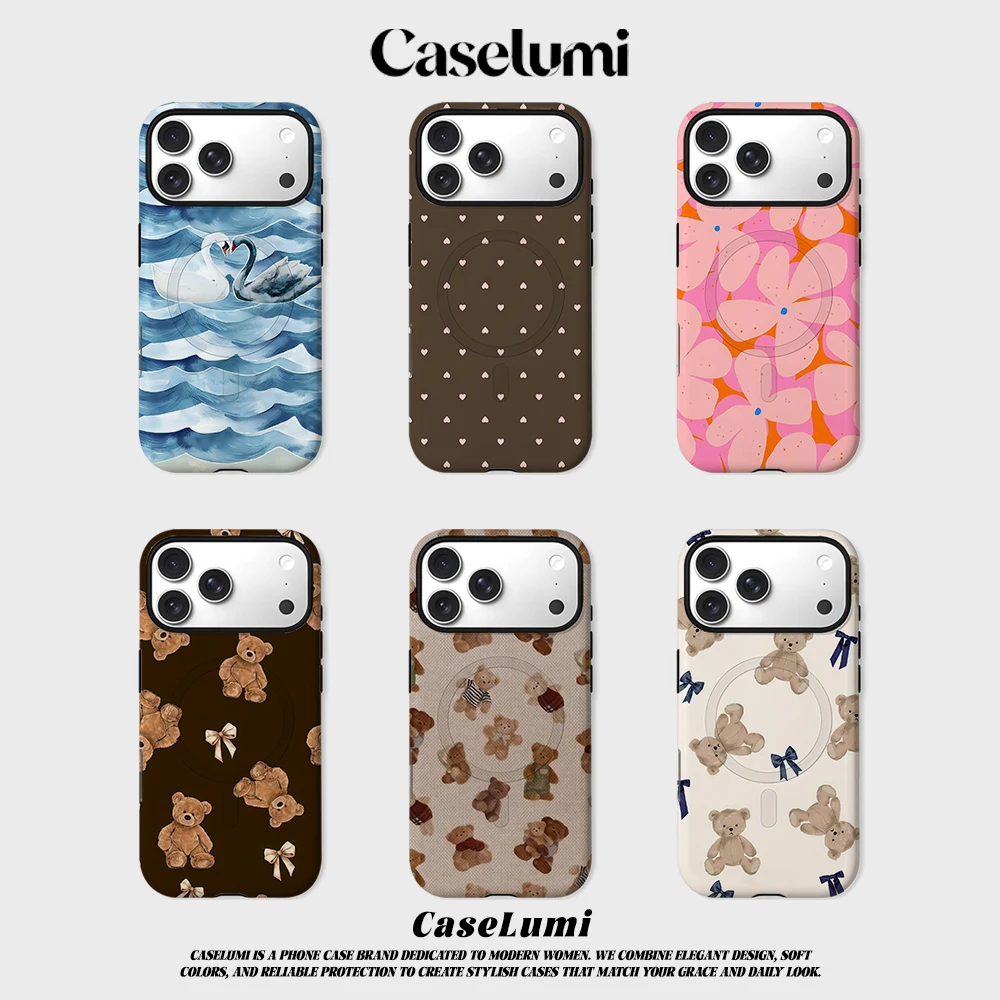 CaseLumi Matte Bumper für MagSafe Hülle für iPhone 17 16 15 14 Plus 13 Pro Max Stoßfeste Harte PC Schwanenwellen-Abdeckung