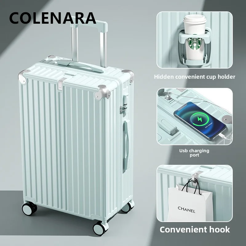 COLENARA USB Charging Suitcase Large Capacity Trolley Case PC Boarding Box 20
