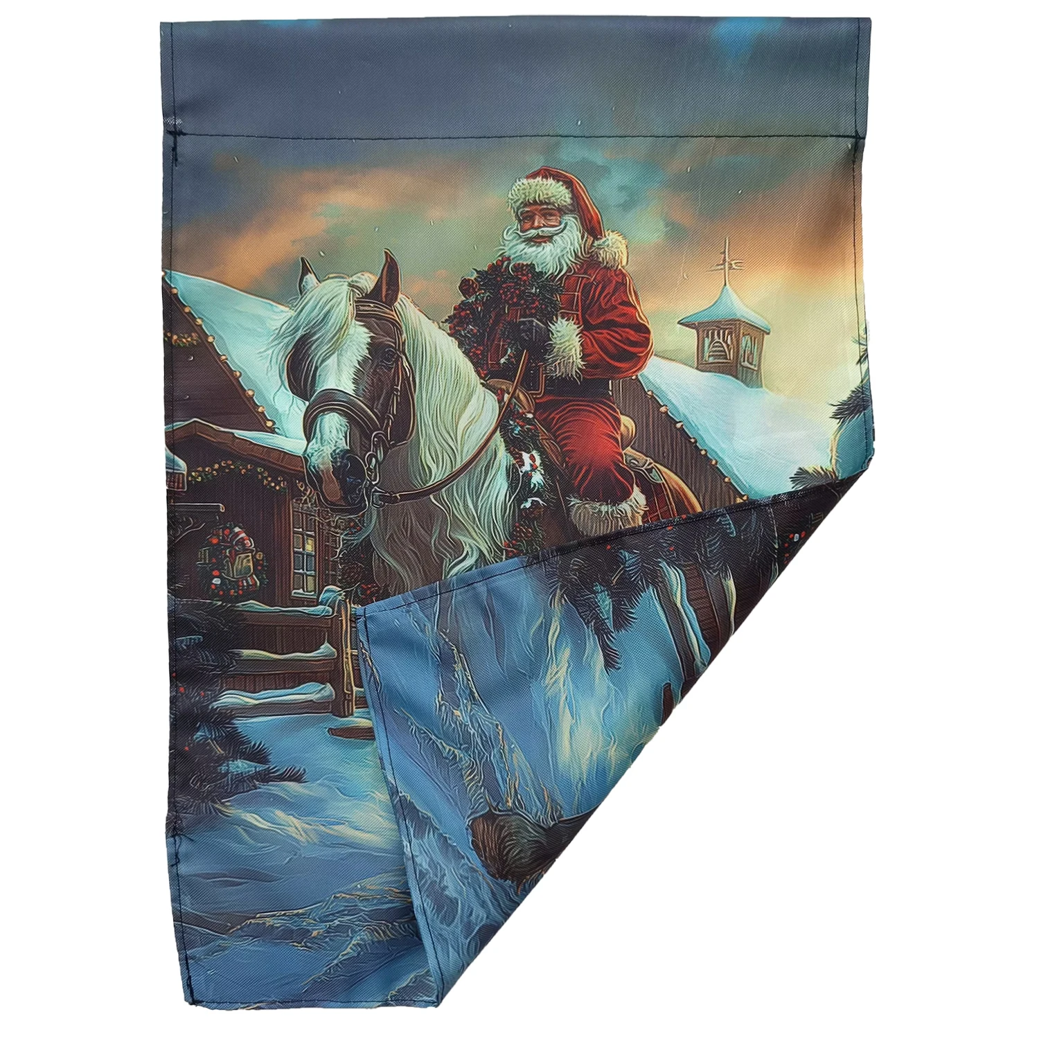 Santa Claus riding a horse Flag Happy Chrismas House Flag Garden flag