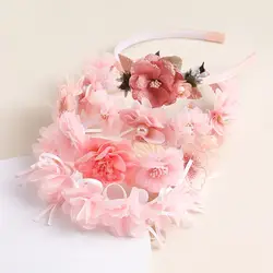 Diademas de flores sólidas para niñas, diademas hechas a mano, accesorios para el cabello para niños, venta al por mayor, nuevo