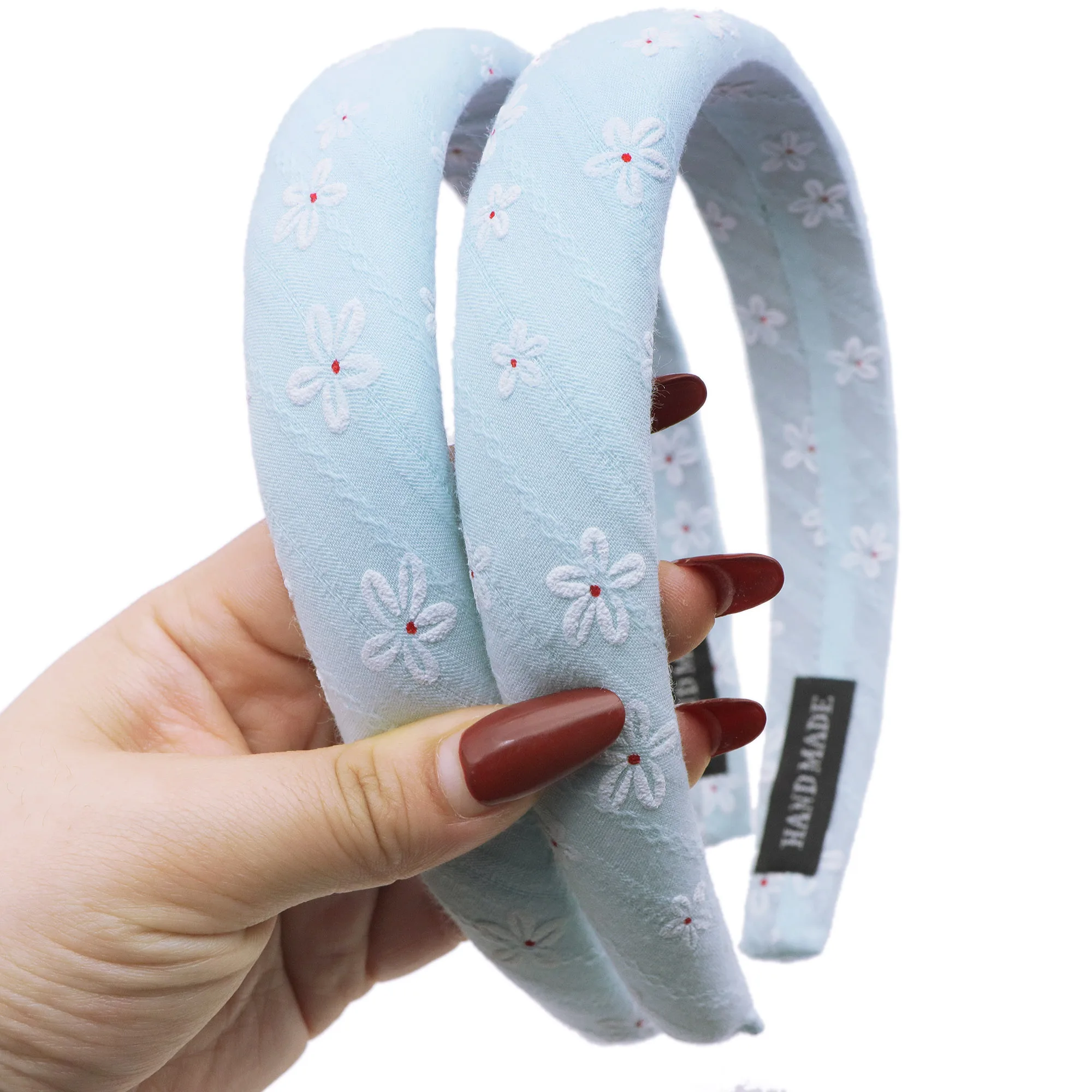 

1Pc White Floral Pattern Blue Pink Headbands Easy Accessory for Outings That Enhances Elegance And Complements Outfits