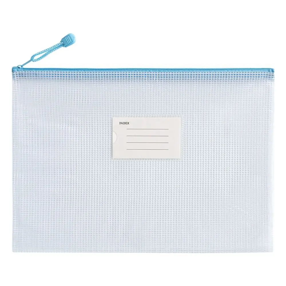 Portable PVC A4 Mesh File Bag Zipper Transparent Information Bag Thickened Waterproof File Folders Student