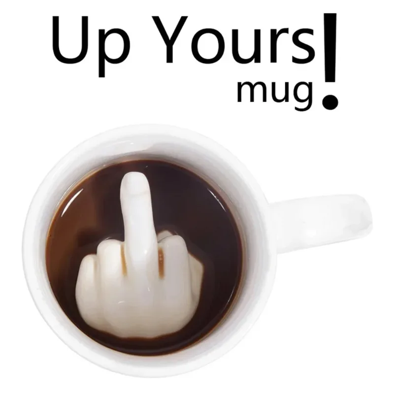 Creative Personality Water Cup Spoof Middle Finger Funny Ceramic Cup Coffee Milk Cup White Cup Fashion Novelty Gift Mug