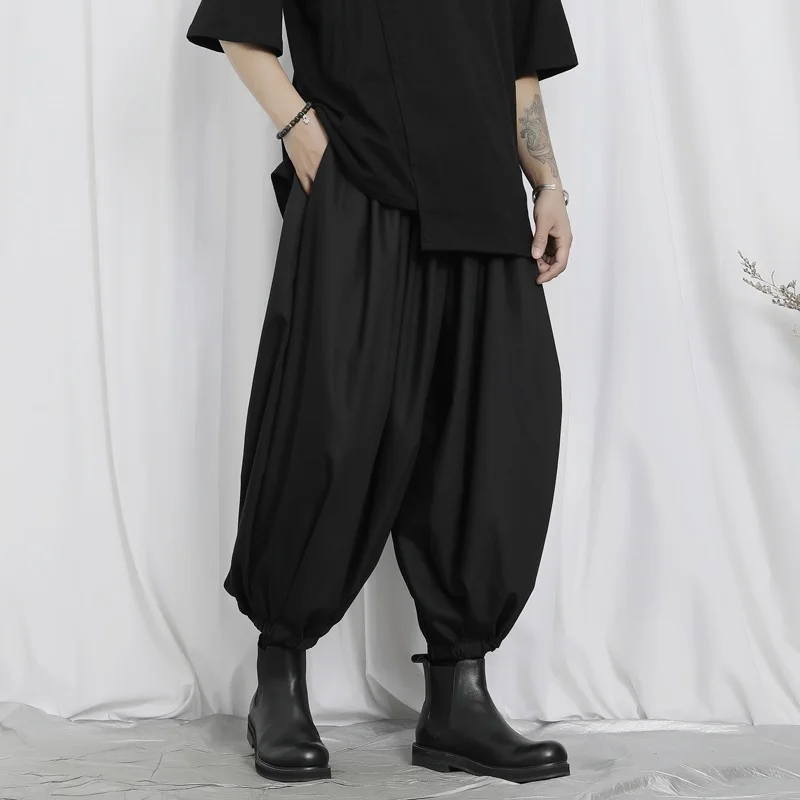 

Spring Autumn Men's Loose Wide Leg Casual Pants Harajuku Sle k Color Nine Point Trousers Youth Faion Comfortable Loose...