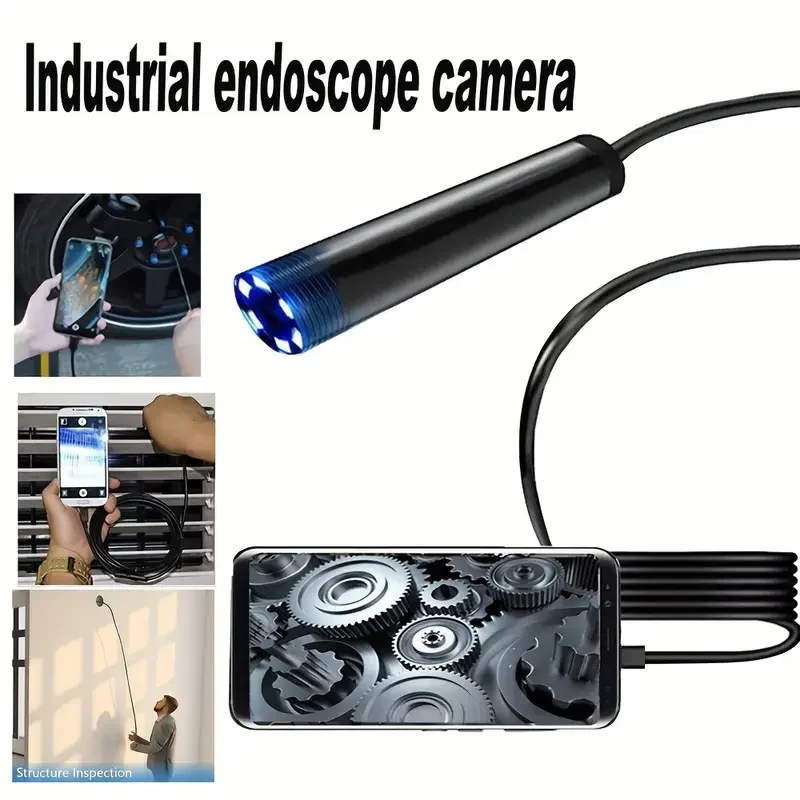 Endoscopio industriale per fognature Endoscopia per tubazioni Tipo C Mini telecamera 3 in1 Telecamera per ispezione automobilistica Periscopio per Android 1m wi