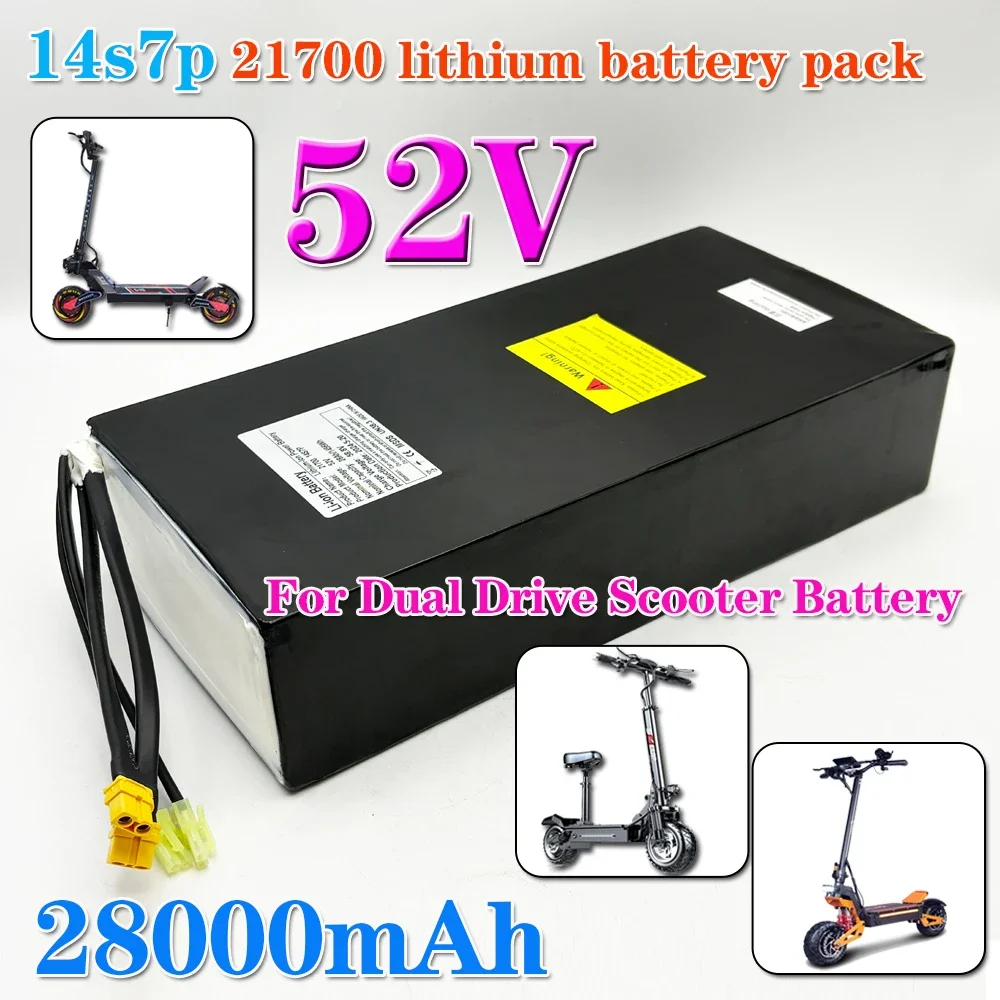 

100% original full capacity 14s7p dual drive scooter battery 52V 28000mAh 21700 rechargeable lithium battery pack, with BM