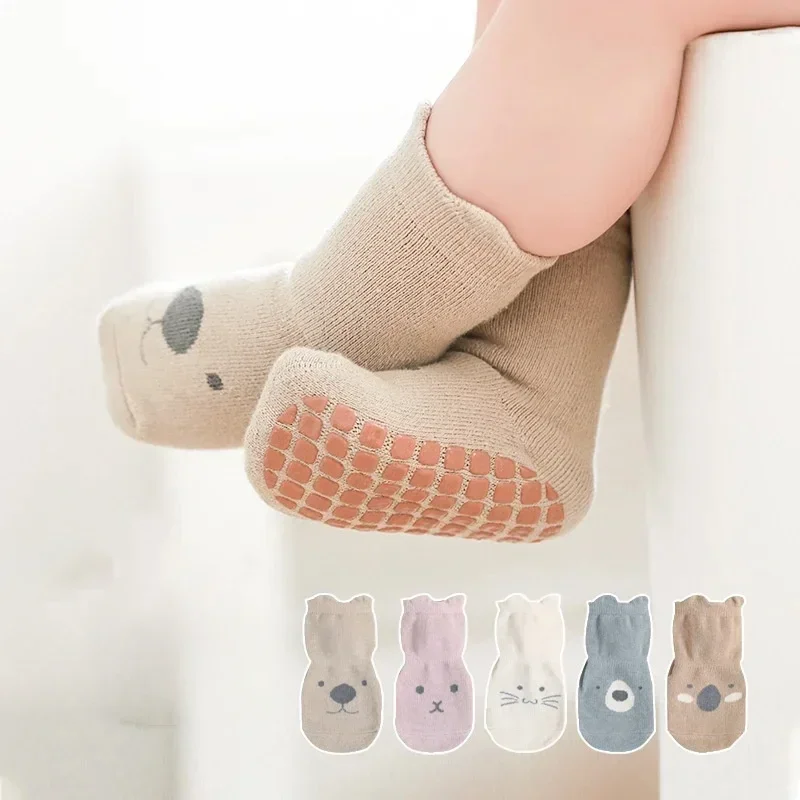 Infant Baby First Walker Sock for Boy Girl Cartoon Animal Non-slip Floor Sock for Toddler Spring Autumn Soft Cotton Sock