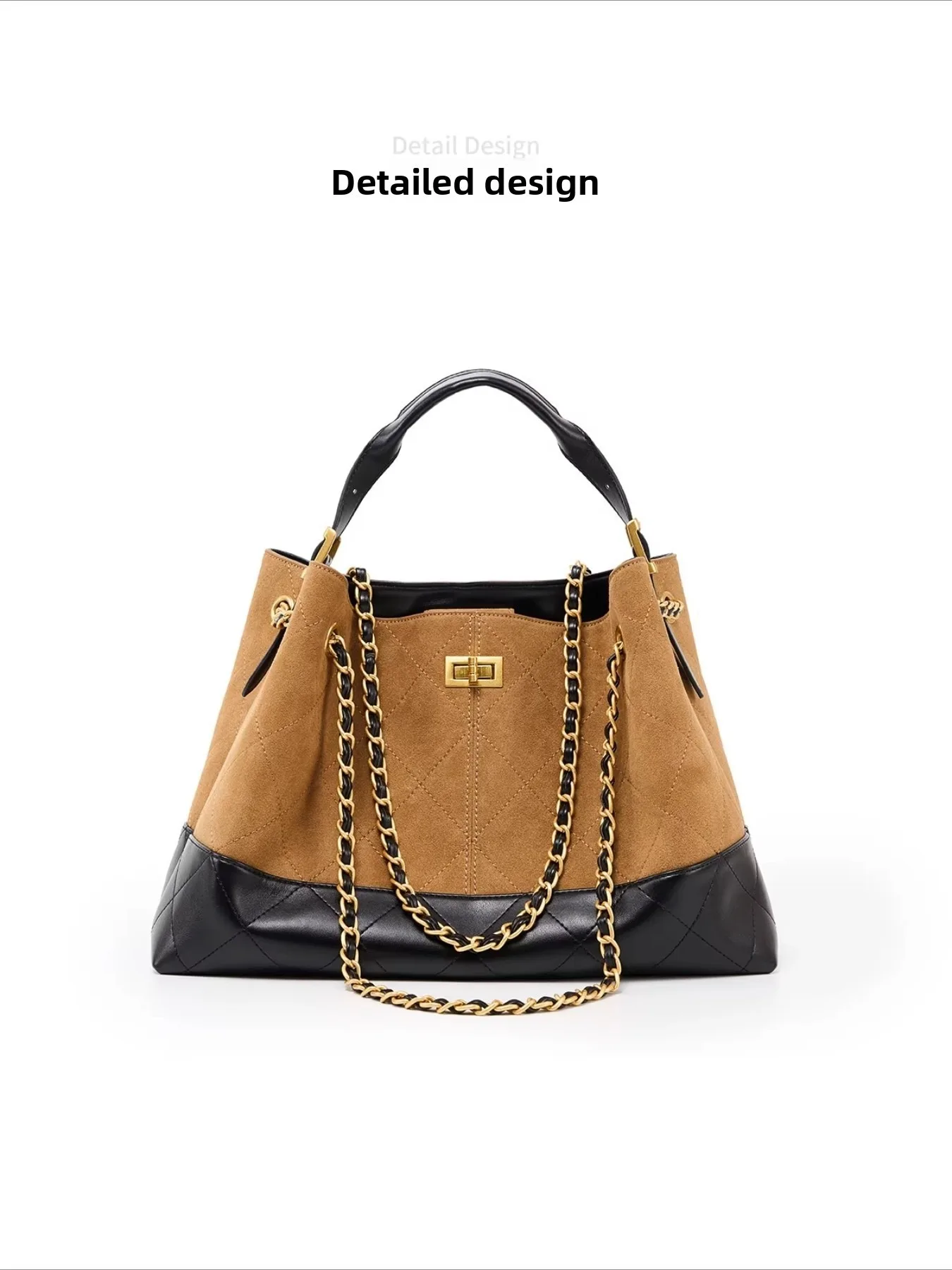 Fashion contrasting colors Xiaoxiangfeng diamond large-capacity going out versatile shoulder messenger bag with lamb pendant