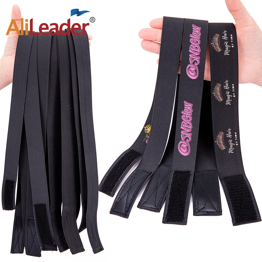 

AliLeader Custom Logo Edge Slayer Melt Band Frontal Wraps Lace Hair Band Adjustable Hook with Loop Elastic Wig Band for Wigs