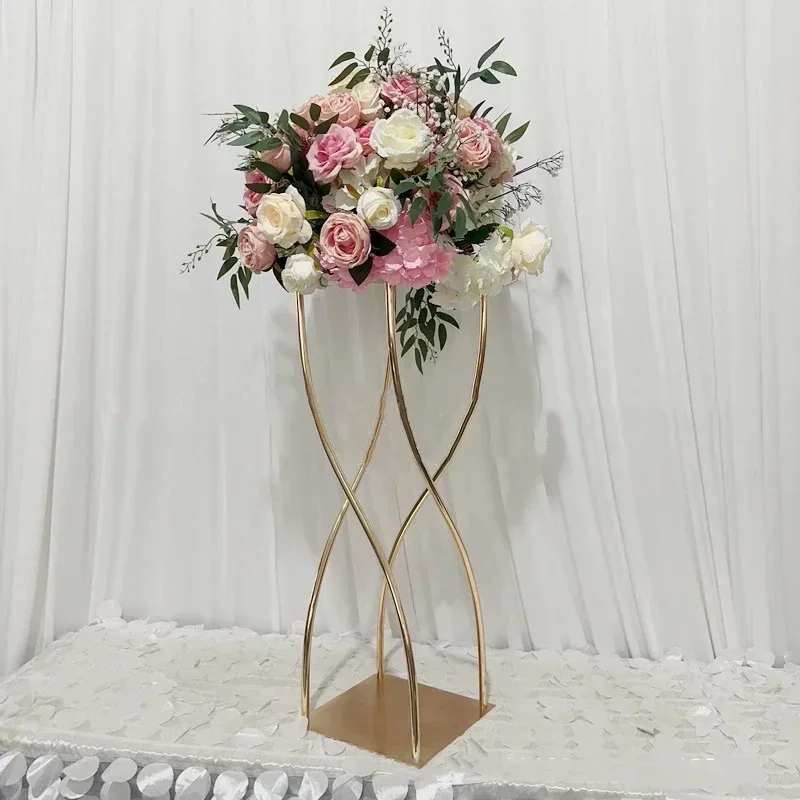 Imagem -02 - Gold Metal Flower Stand Casamento Mesa Centerpiece Flores Rack Festa do Evento Decoração de Casa Estrada Lead 35 Polegadas Pcs 10 p