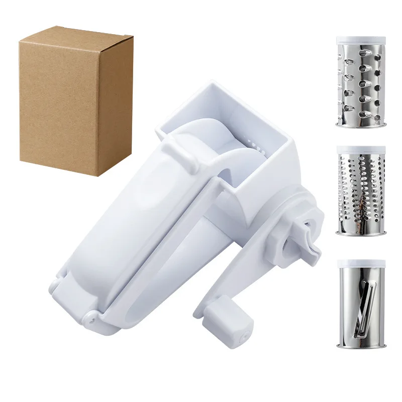 3-In-1 Manual Cheese Grater Slicer Chocolate Butter Cheese Grater Home 3/1 Rotary Grater Cylinder Rotation Cheese Grater Tools