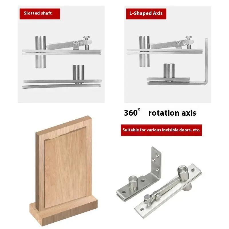 

2Pcs Stainless Steel Pivot Heavy Duty 360-degree Rotating Shaft Wooden Door Hinge Shaft Door Shaft Hidden Axis