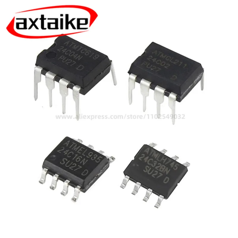 20PCS EEPROM Storage I AT24C02 24C01 24C02 24C04 24C08 24C16 24C32 24C64 24C128 24C256 C-SSHM-T 02CM 24C02N 24C02BN SOP-8 DIP-8