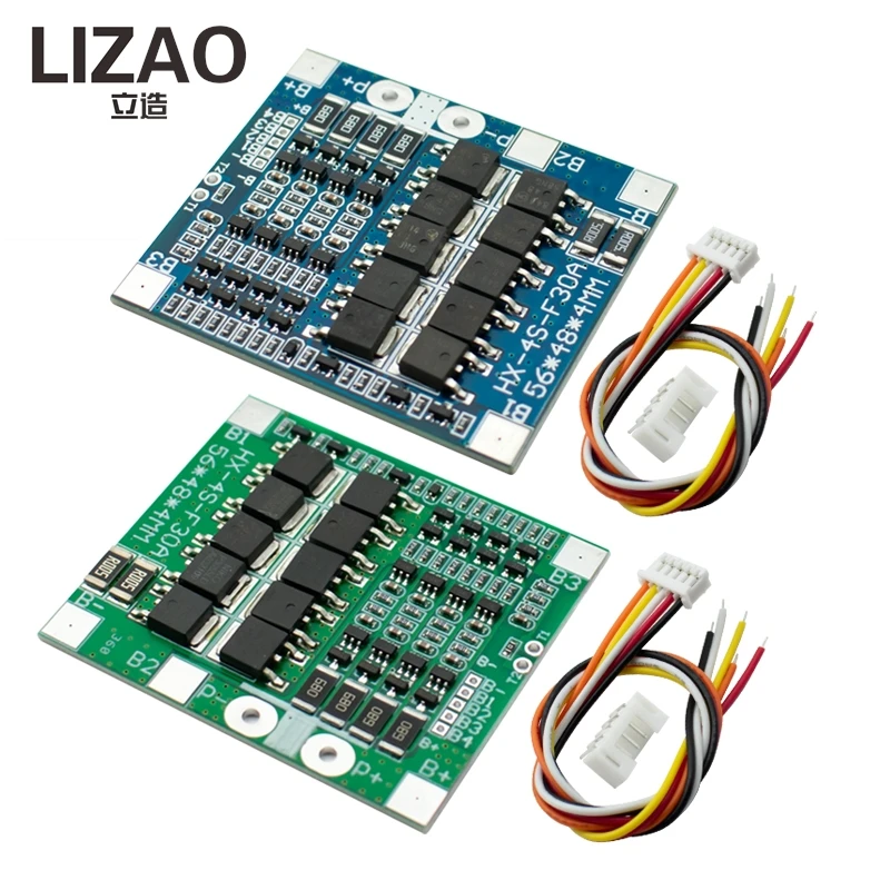 LIZAO 4S 30A Battery Management System BMS 14.8V Li-ion 12.8V LiFePO4 with Equalization Balance