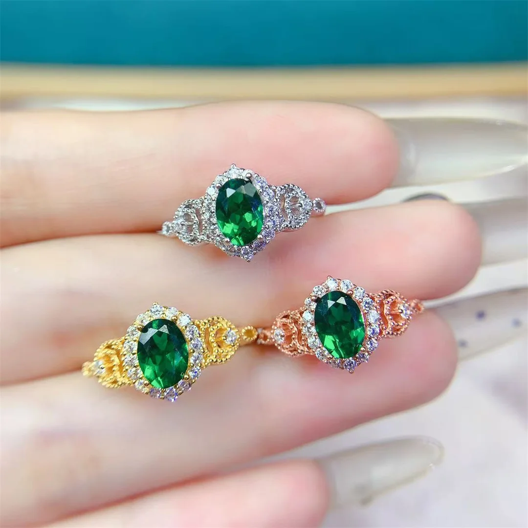 Radiant Diopside Gemstone Ring Elegant S925 Sterling Silver Sophisticated  Glamorous Jewelry Gift for Her