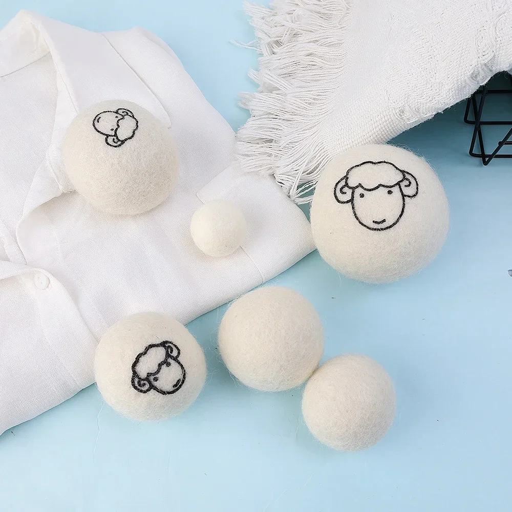 3/6 Stück Wiederverwendbare Woll-Trocknerbälle, Wäschedecker-Weichspüler, Fleece-Trocknerball-Set für Zuhause, Wäschetrockner, Waschmaschine – Detail 10
