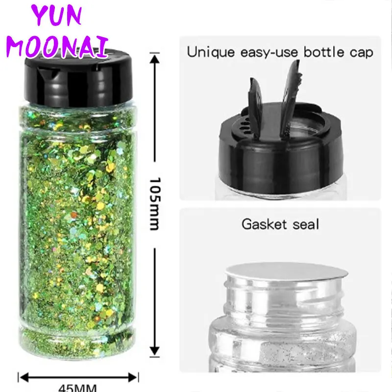 Silver Holographic - Craft Nail Glitter - 2oz Glitter Mix Chunky Glitter Bulk Colors in Shaker, Nail Glitter Decoration
