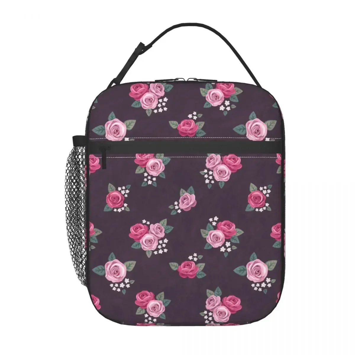 

Roses Pattern Lunch Bag For Men Floral Vintage Lunch Box Picnic Convenient Thermal Tote Handbags Oxford Print Cooler Bag