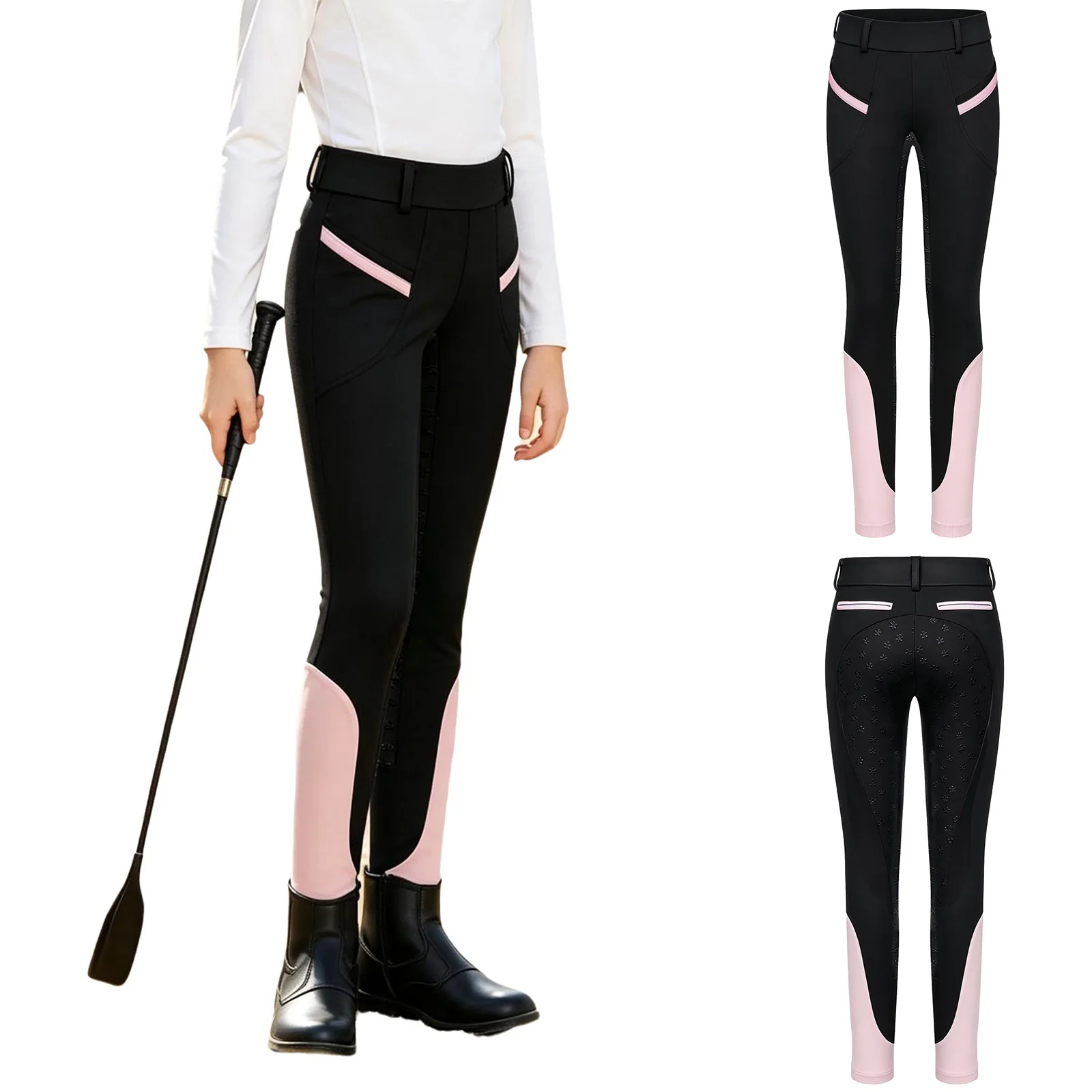 Girls Kids Full Seat Gymnastic Horse Riding Pants Non-slip Equestrian Breeches Fitness Training Competition Leggings