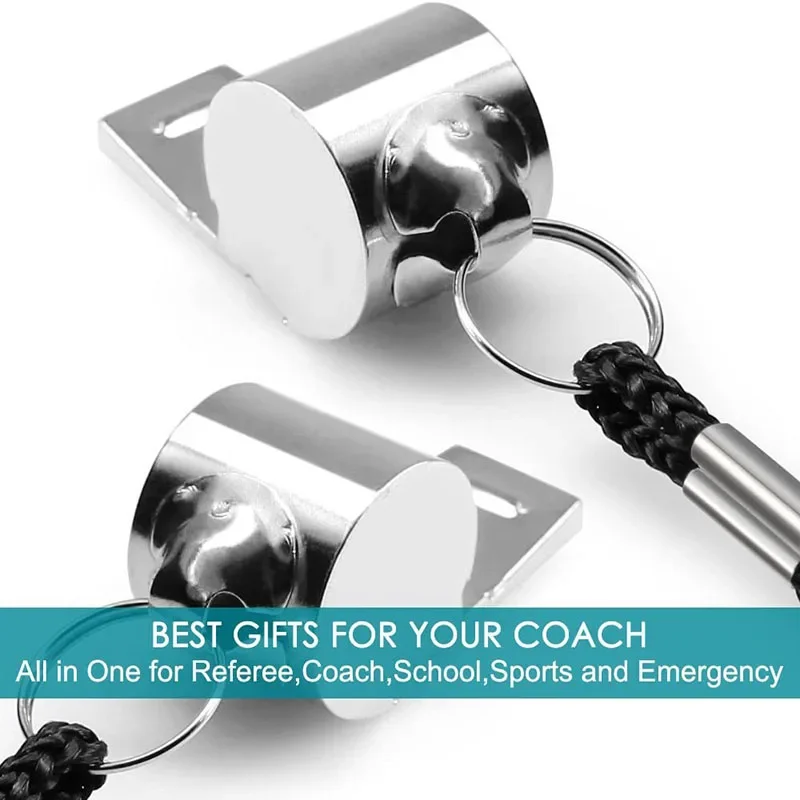 스테인리스 스틸 호루라기 심판 스포츠 럭비 메탈 호루라기 줄 포함 파티 훈련 축구 농구 치어리딩 도구