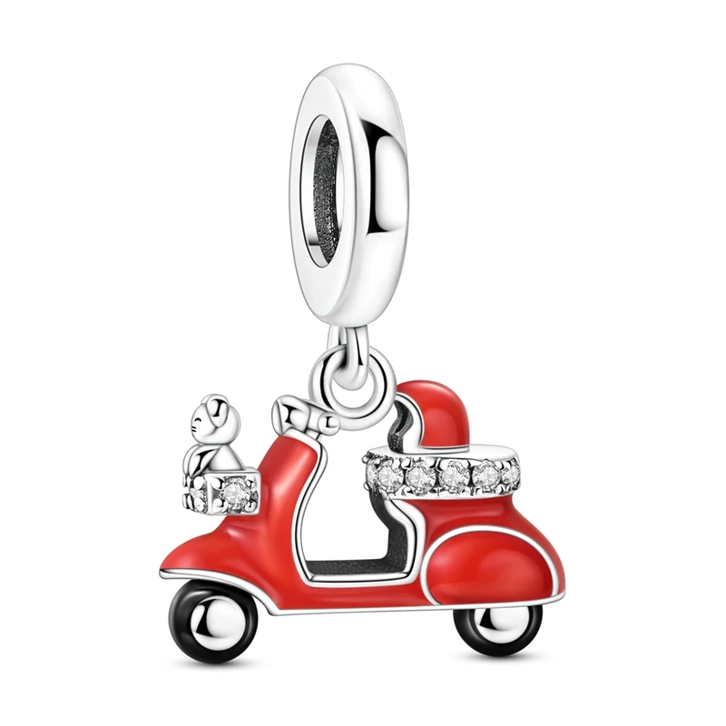 

925 Sterling Silver Charms Bead Temperature Sensitive Electric Vehicle Dangle Fit Original Bracelet DIY Women Jewelry Gift