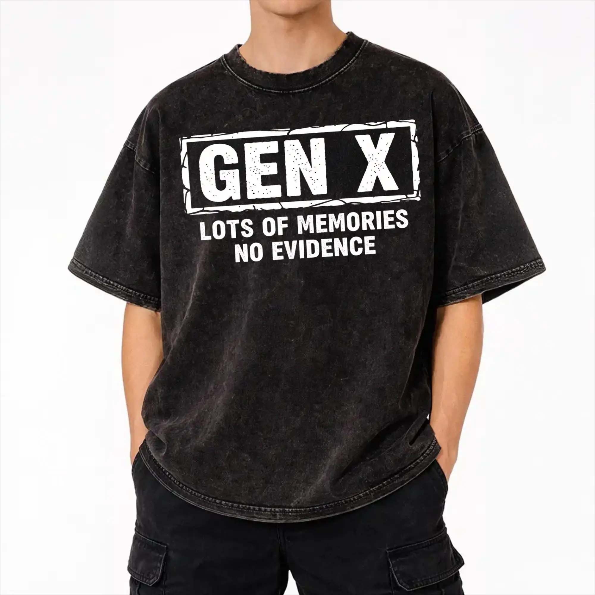 Summer Gen X Lots of Memories No Evidence Funny Gen X Nostalgia  Washed Shirt Apparel Harajuku T-Shirt  Men Women Tees
