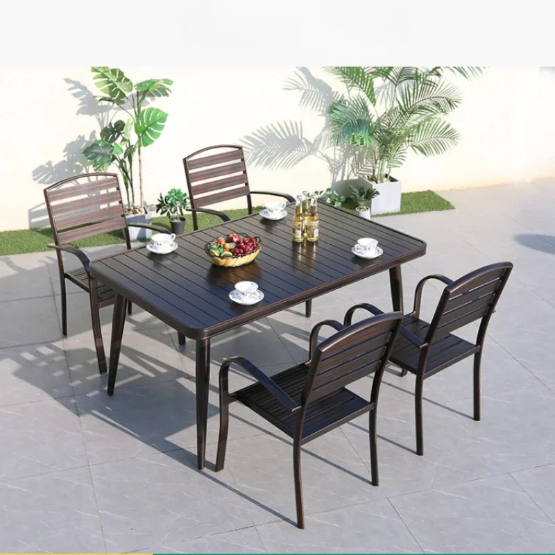 furniture garden sets Bistro Teak wooden stackable arm chair Garden Patio Restaurant table and chair