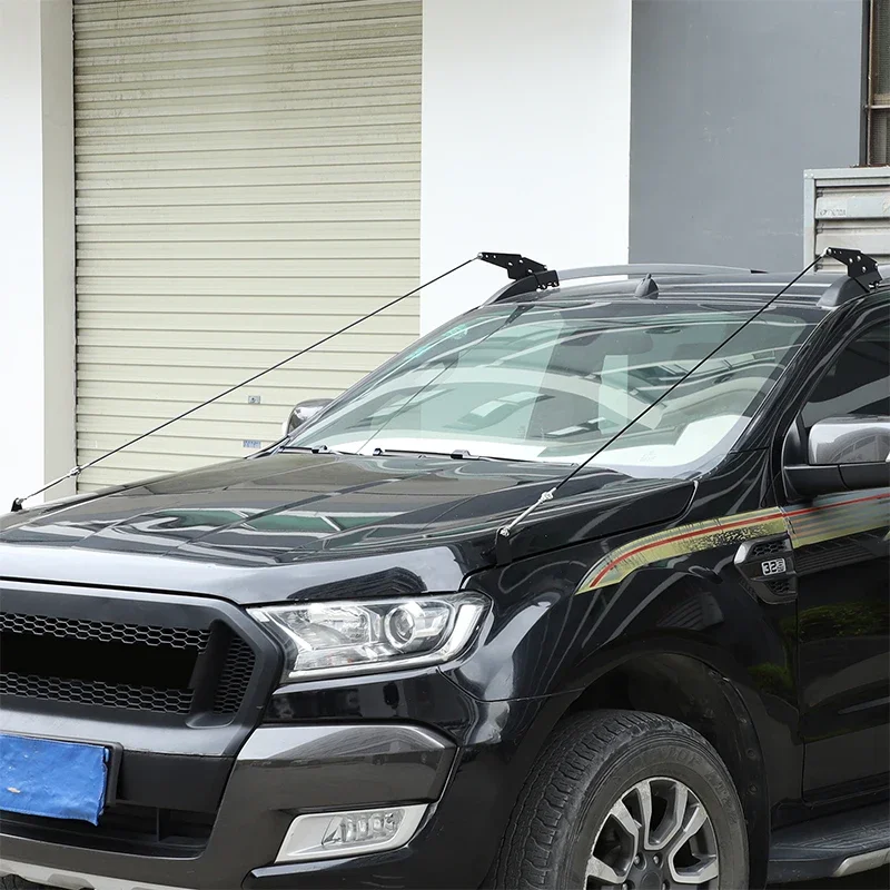 For 15-21 Ford Ranger T6 T7 T8 Carbon Steel Car Through Jungle Protect Hood Latch Catch Lock Obstacle Eliminate Rope Accessories