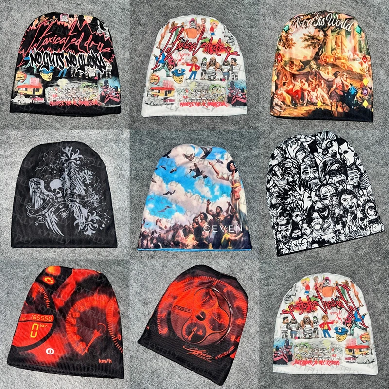 Men's and women's American hip-hop knitted cold hat, personalized printing, versatile trend, autumn and winter new collection