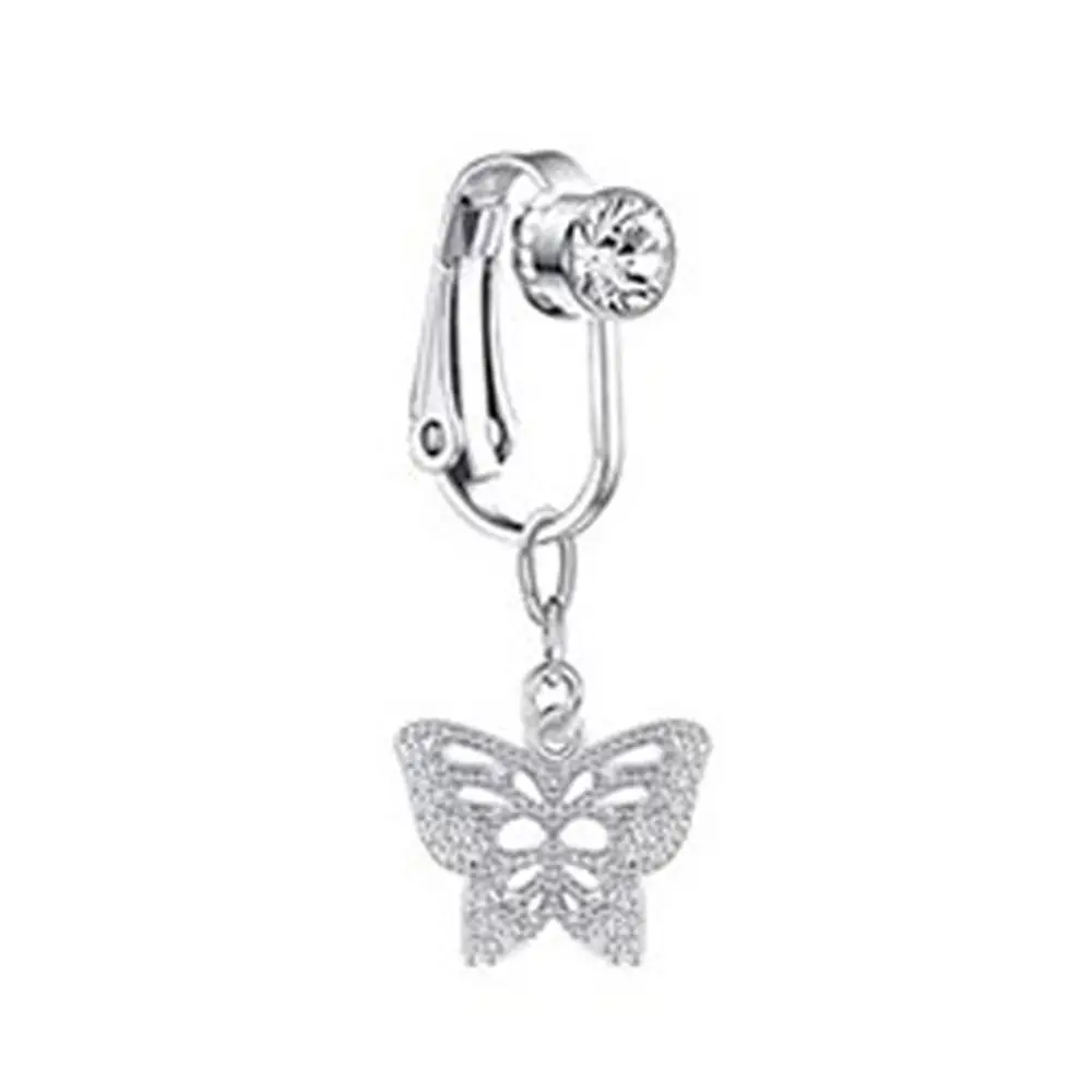 Butterfly Women Belly Button Ring Clip On Earrings Cartilage Clip Faux Belly Piercing Body Jewelry Navel Rings Fake Belly Ring