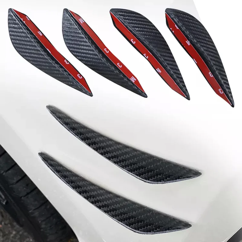 4pcs Car Front Bumper Lip Protector Rubber Rear Diffuser Car Spoiler Universal Black Carbon Fiber Splitter Protection Stickers