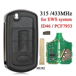 jingyuqin 315MHz/433.92MHz EWS System Folding Remote Key ID46/PCF7935 Chip for LAND ROVER Range Rover Vogue 2006-2009 2 Buttons