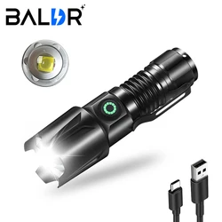 BALDR Mini Ultra Bright XHP50 Latarka taktyczna z zoomem Latarka z 5 trybami oświetlenia Latarnie na długie odległości