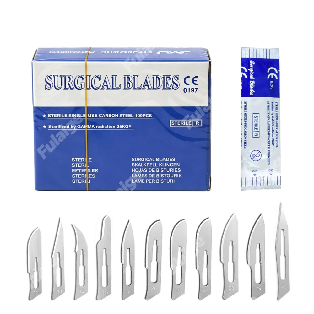 Dental Surgical Blades Stainless Steel Surgical Blade Knife Handle Craft Model Cutting Disposable Supplies 11#/12#/15#