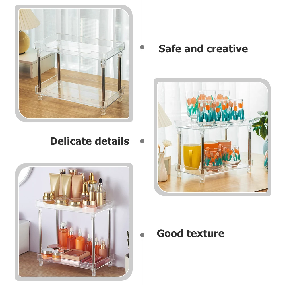 

Cosmetics Organizer Bathroom Countertop Storage Shelving Multi Layer Shelf Desk