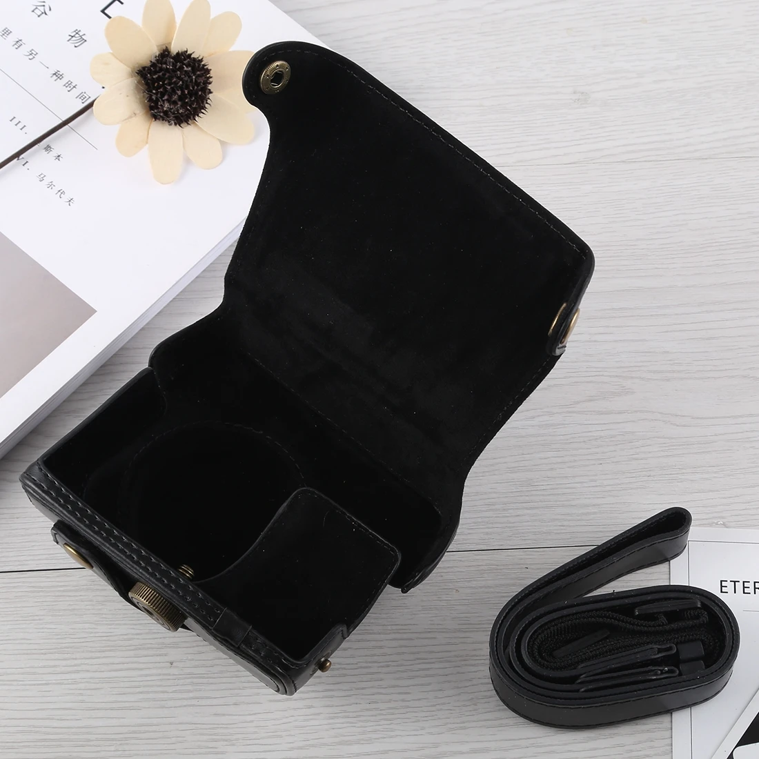 Full Body Protective Bag for Canon G16 Camera PU Leather Cover Case with Strap