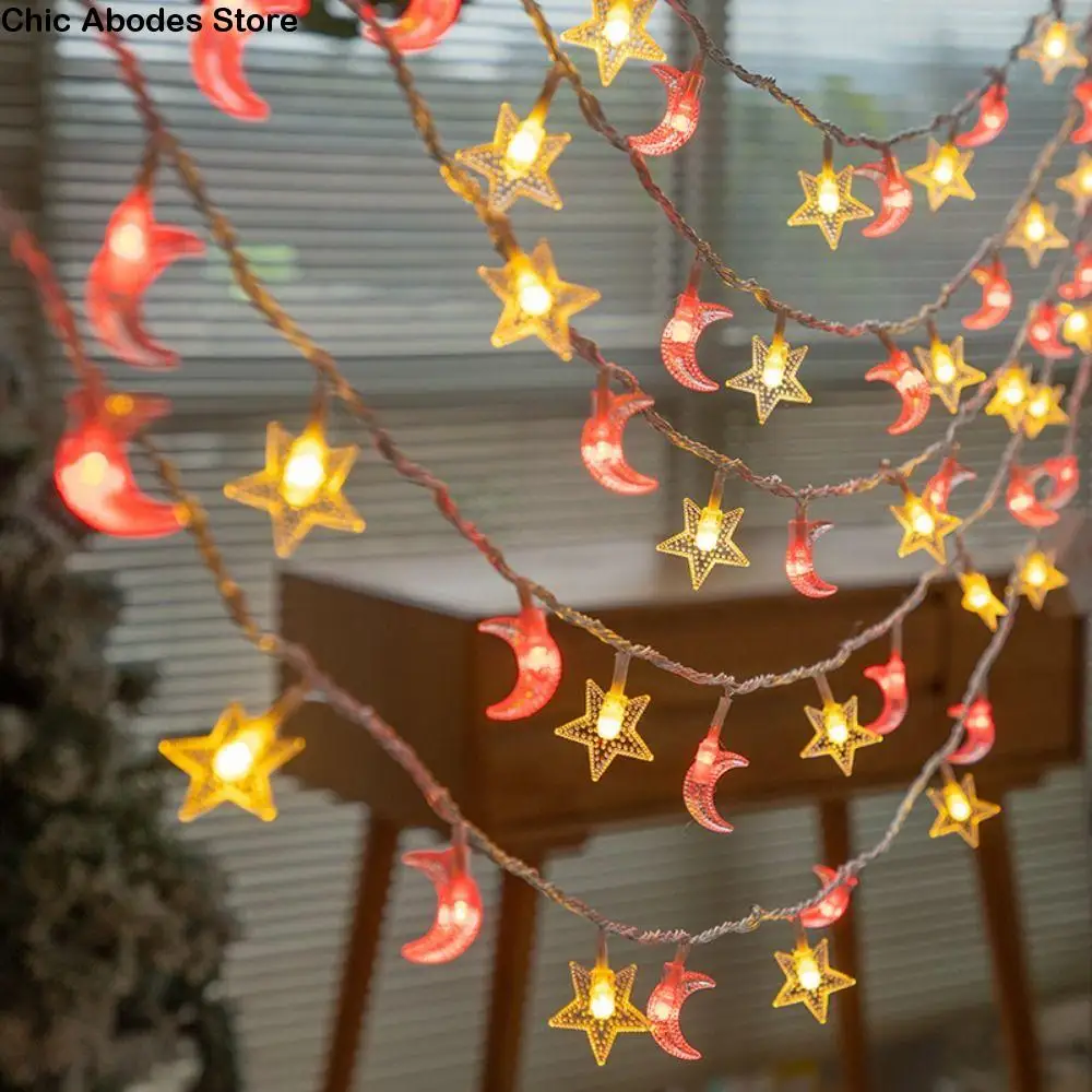 

Easy To Install 5M Star Moon Light String Colorful Secure Decorative Lights Portable Beautiful Atmosphere Lamp Courtyard