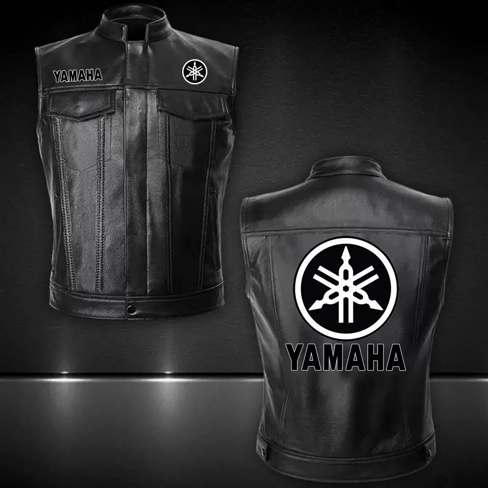 

2025Autumn and winter Yamaha men's PU jacket men's stand up collar motorcycle riding leather jacket