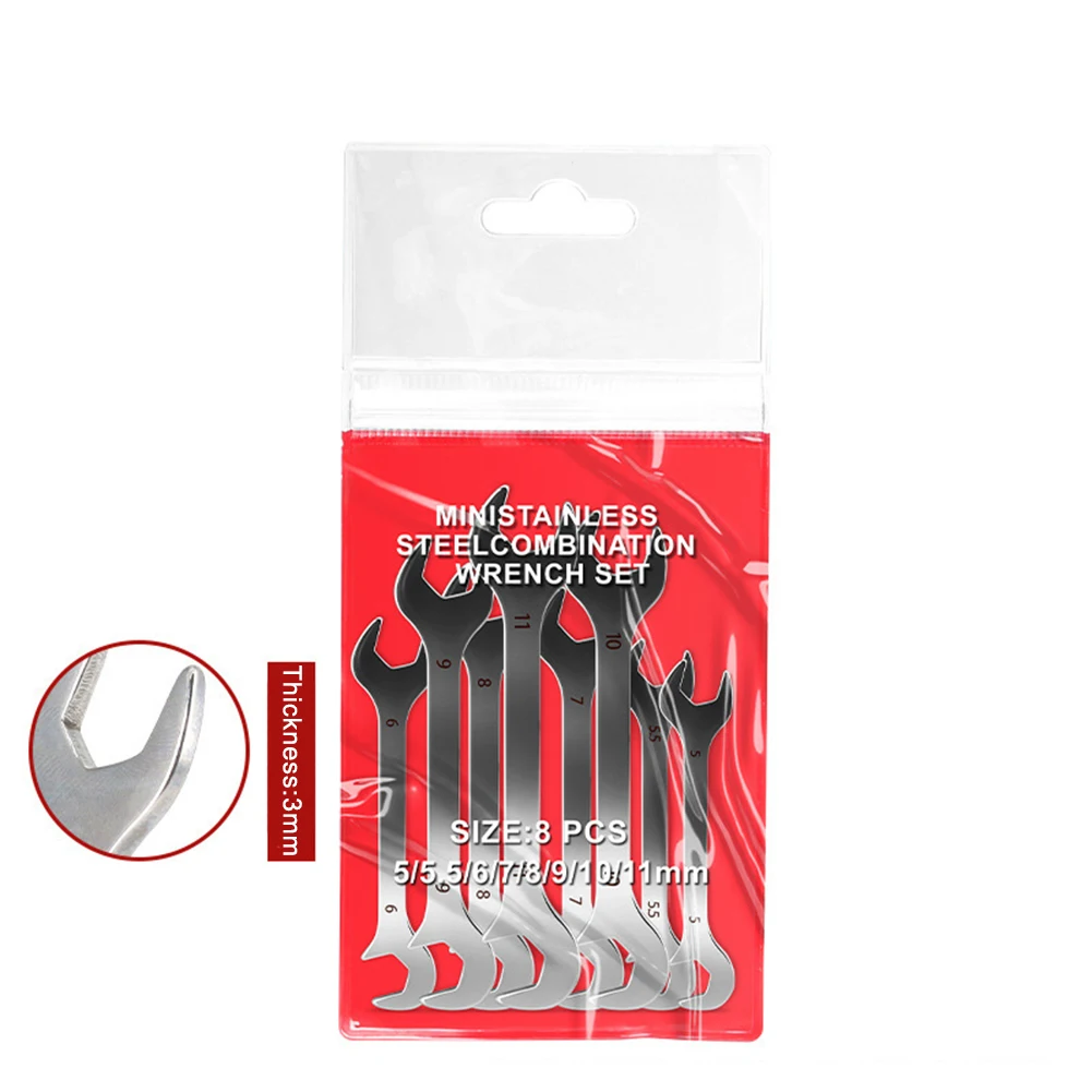 

Ручные инструменты: Двусторонние рожковые ключи 4 мм, 4.5 мм, 5 мм, 5.5 мм, 6 мм, 7 мм, 8 мм, 9 мм, 10 мм, 11 мм для эффективного выполнения работ