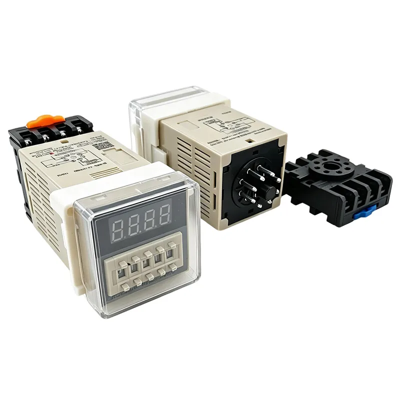 4PCS DH48S-S Digital Time Relay Repeat Cycle Timer SPDT 0.1S-99H 12V/24VDC/220VAC Time Delay Relay with Socket Base
