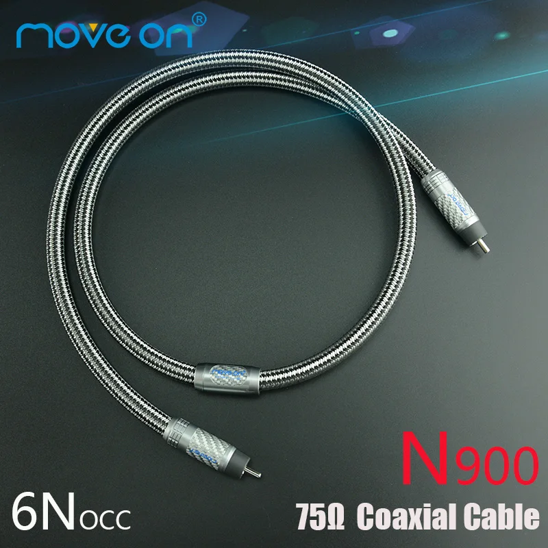 Move On N900 6N Single Crystal Copper OCC Digital RCA Audio Cable 75 ohm Professional HIFI Coaxial carbon Fiber Rhodium Plated