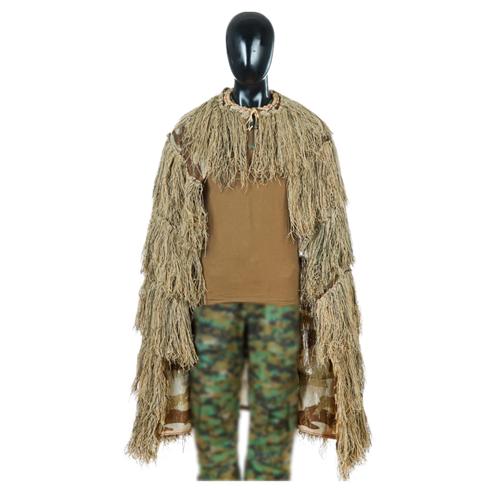 Leichtes Ghillie Poncho taktisches Scharfschützen Ghillie Top für Airsoft Paintball Ghillie Poncho Anzug Wald – Detail 8