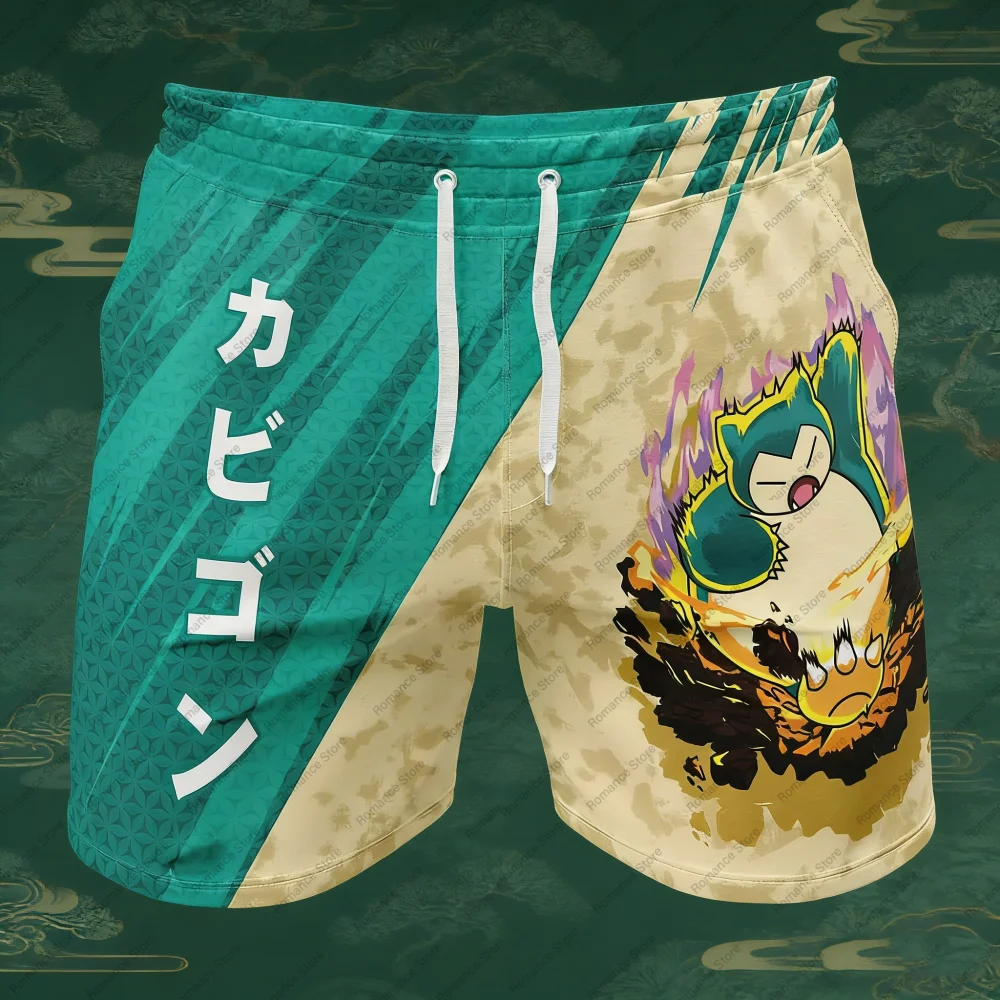 

Pokemon Shorts Snorlax Squirtle Shorts Men's Shorts Casual Summer Beachwear Gym Athletic Workout Women's Shorts with Pockets