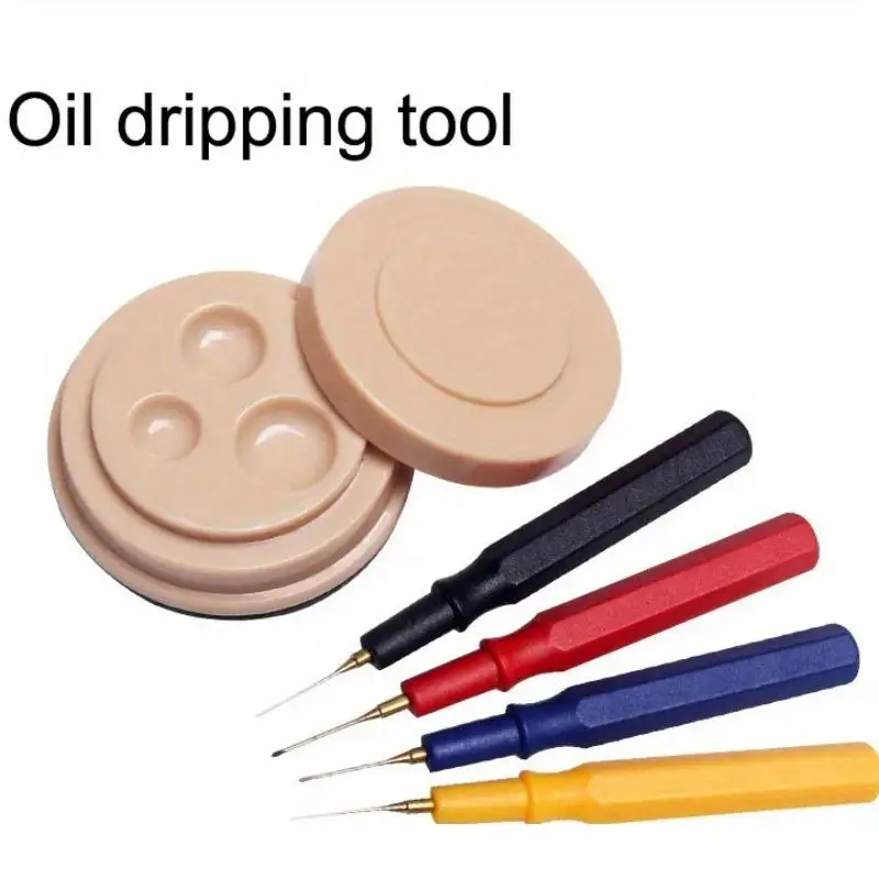 1set Watch Repair Tool Kit Oil Dip Pen Dipping Dish Cylinder Dropping Oil Tools Stick for Watch Maintenance Accessories
