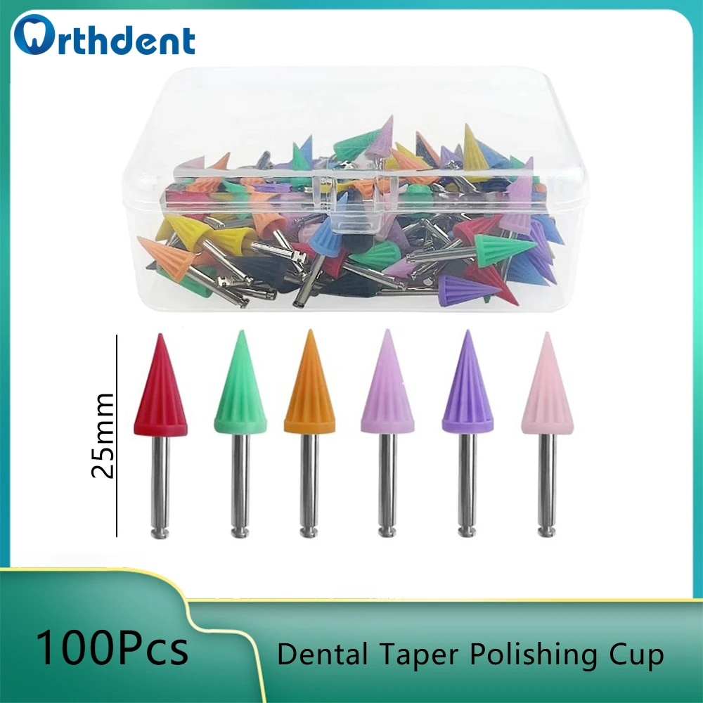 

100pcs Disposable Dental Taper Polishing Cup Tooth Polish Colorful Rubber Brush Polisher Prophy For Low Speed Handpiece Dentist