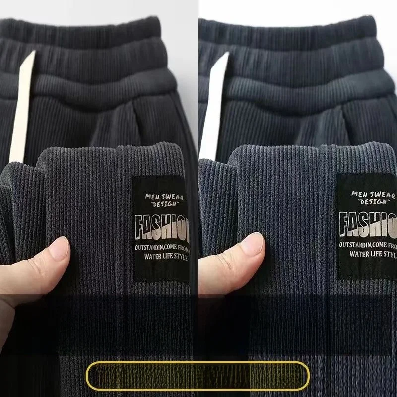 

Thiened Corduroy Harlan Pants Men's Cuffed High Elastic Loose Large Size Fce Lined Casual Trousers Autumn Winter Wear