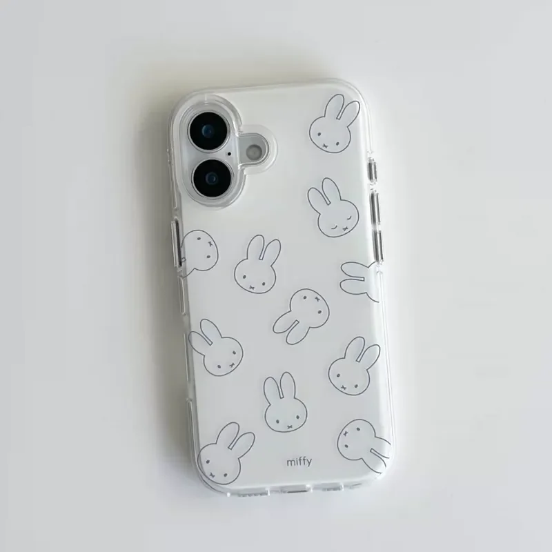 Full Print Miffy Cream IMD Phone Case Cute Shockproof Shell for IPhone 17Promax 16Pro 15 Soft Trendy All-inclusive Mobile Cover