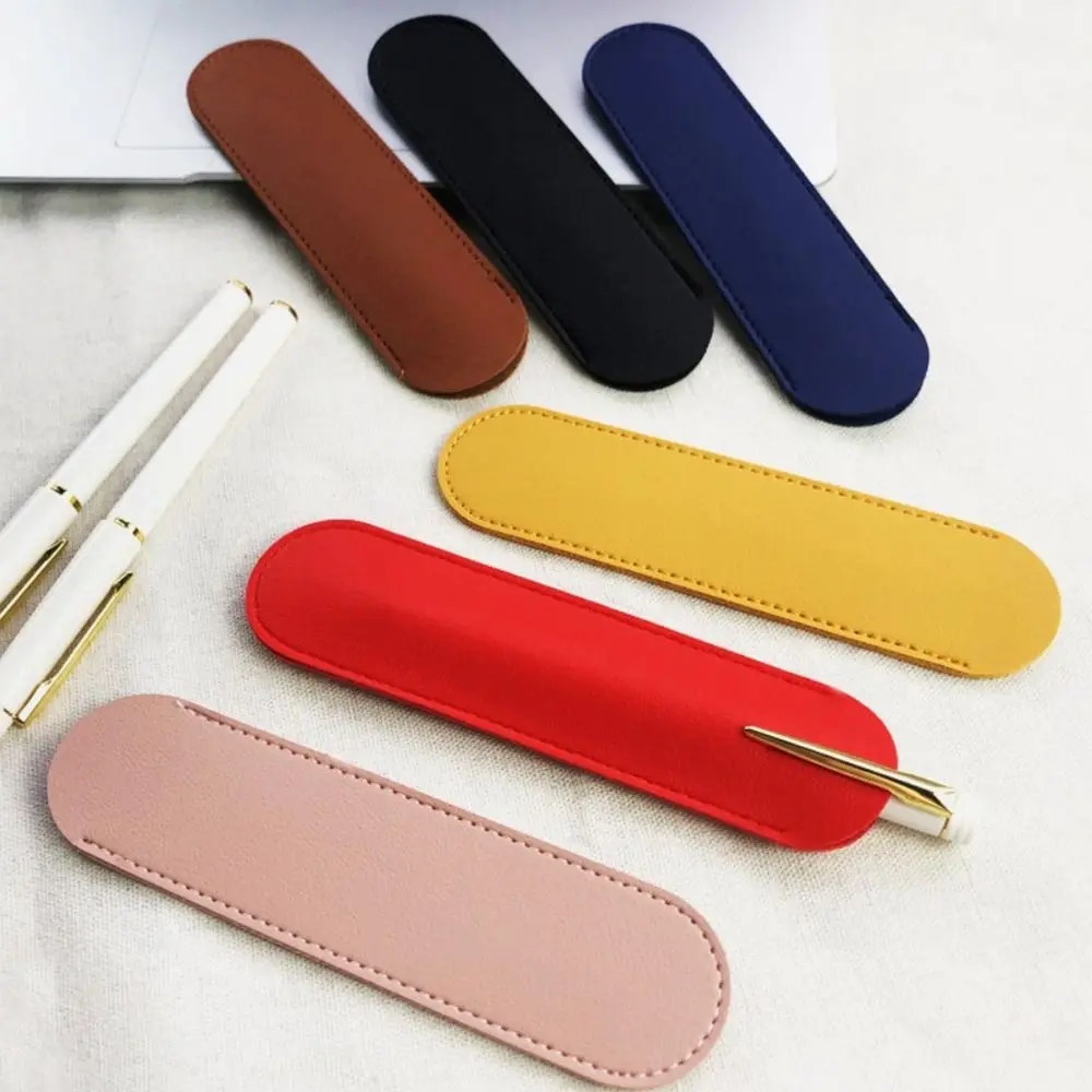 PU Leather PU Pencil Bags Lightweight Large Capacity Solid Color Pen Bags Pen Holder Office Supplies